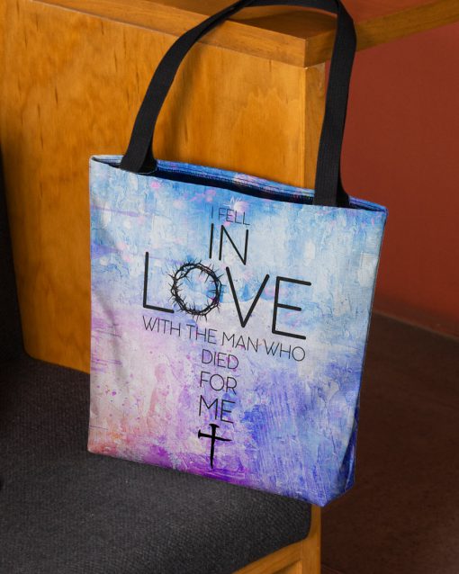 God i fell in love with the man who died for me tote bag 3