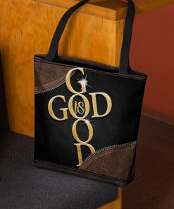 God is good leather pattern all over printed tote bag 3