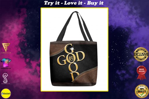 God is good leather pattern all over printed tote bag