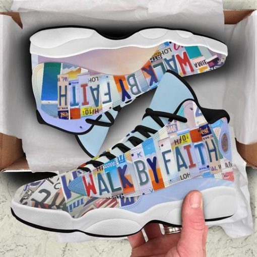 God walk by faith all over print air jordan 13 sneakers 2