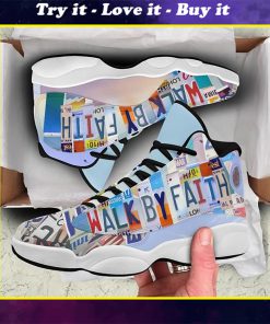 God walk by faith all over print air jordan 13 sneakers