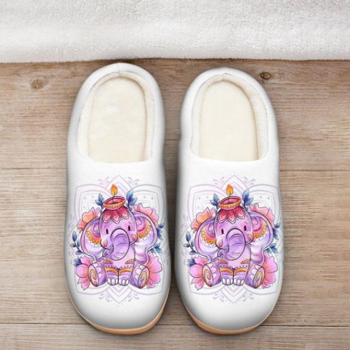 baby elephant with flower all over printed slippers 2