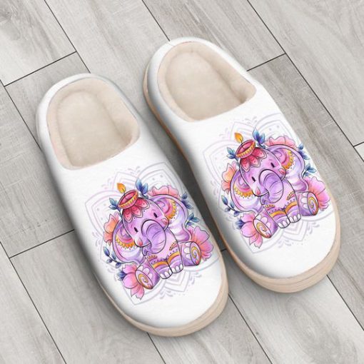 baby elephant with flower all over printed slippers 4