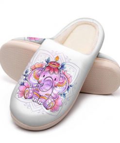 baby elephant with flower all over printed slippers 5