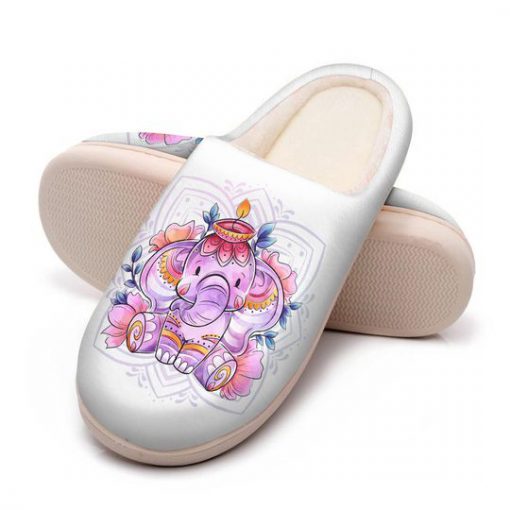 baby elephant with flower all over printed slippers 5