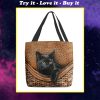 black cat lovers all over printed tote bag