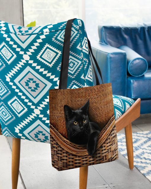 black cat lovers all over printed tote bag 2