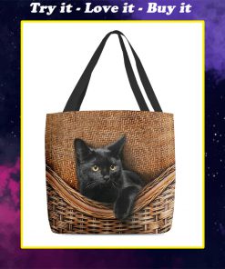 black cat lovers all over printed tote bag