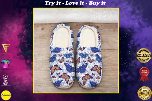 blue butterflies all over printed slippers