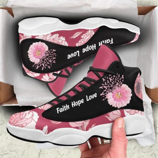 breast cancer flower faith hope love air jordan 13 sneakers 2