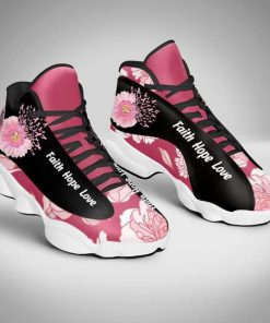 breast cancer flower faith hope love air jordan 13 sneakers 3