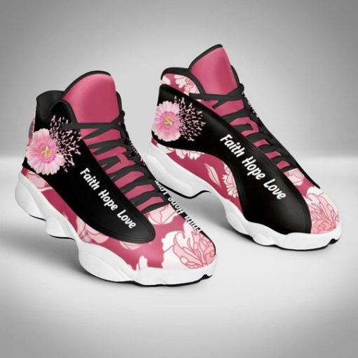breast cancer flower faith hope love air jordan 13 sneakers 4