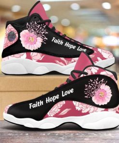 breast cancer flower faith hope love air jordan 13 sneakers 5