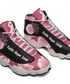 breast cancer flower faith hope love all over printed air jordan 13 sneakers 3