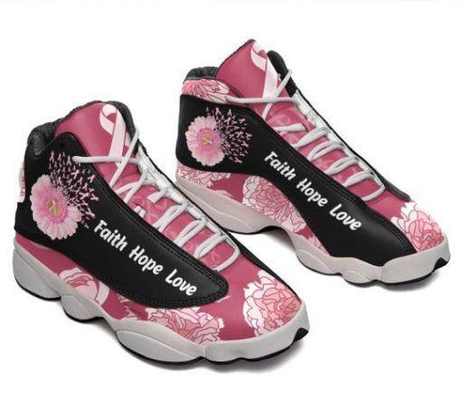 breast cancer flower faith hope love all over printed air jordan 13 sneakers 3