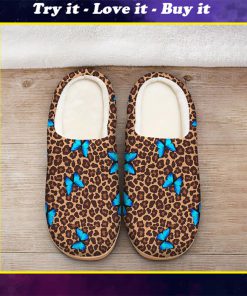 butterfly and leopard all over printed slippers