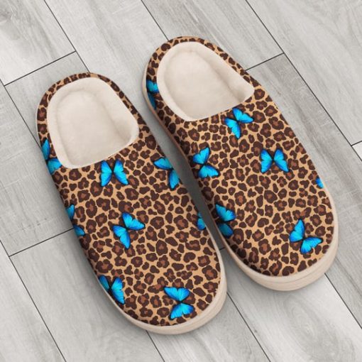 butterfly and leopard all over printed slippers 4