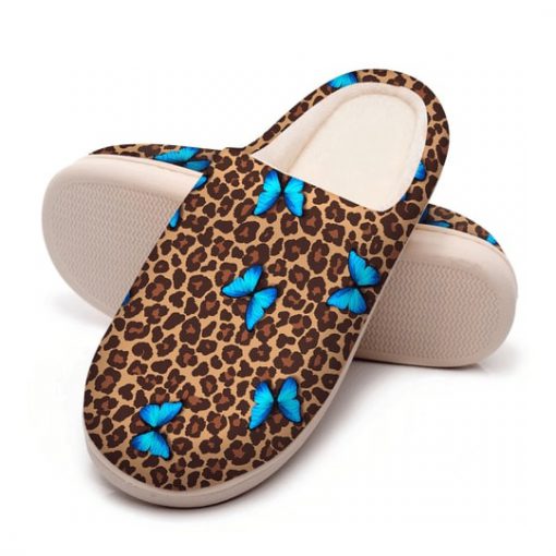 butterfly and leopard all over printed slippers 5