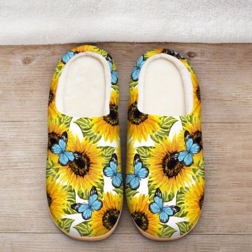 butterfly and sunflower all over printed slippers 2