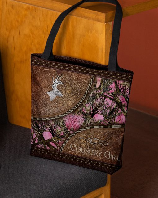 country girl leather pattern all over printed tote bag 3