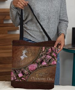 country girl leather pattern all over printed tote bag 4