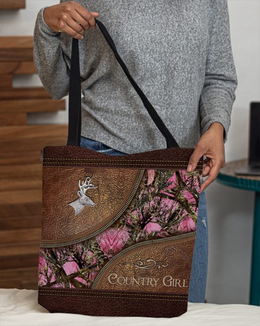country girl leather pattern all over printed tote bag 4