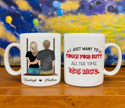 custom name i just want to touch your butt valentines day gift mug 5