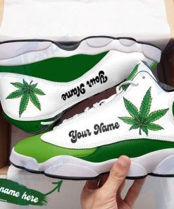 custom your name cannabis weed leaf air jordan 13 sneakers 2