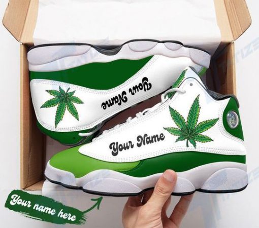 custom your name cannabis weed leaf air jordan 13 sneakers 2
