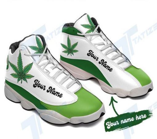 custom your name cannabis weed leaf air jordan 13 sneakers 4