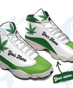 custom your name cannabis weed leaf air jordan 13 sneakers 5