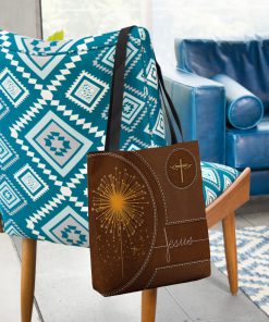 dandelion Jesus leather pattern all over printed tote bag 2