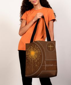 dandelion Jesus leather pattern all over printed tote bag 5