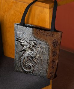 dragon cracks metal leather pattern all over print tote bag 2
