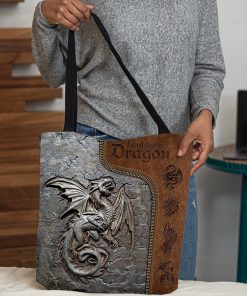 dragon cracks metal leather pattern all over print tote bag 4