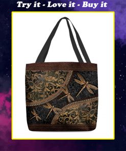 dragonflies leather pattern all over print tote bag