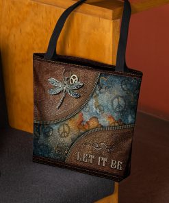 dragonfly let it be vintage leather pattern all over printed tote bag 2