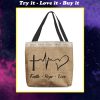 faith hope love heartbeat Jesus leather pattern all over printed tote bag