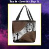 faith over fear lion Jesus leather pattern all over printed tote bag