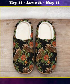 flower and horse all over printed slippers