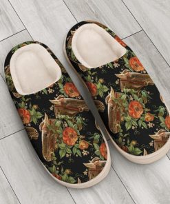 flower and horse all over printed slippers 3