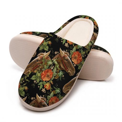 flower and horse all over printed slippers 5