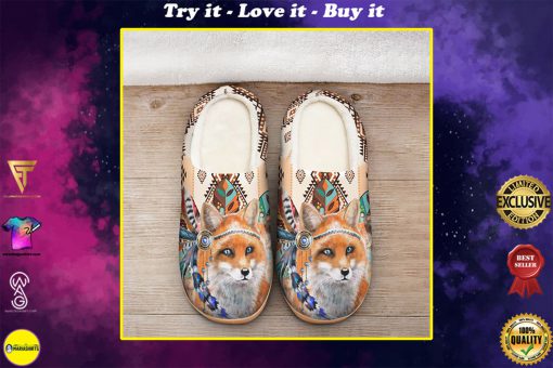 fox native american all over printed slippers