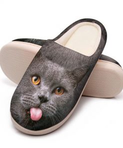 funny cat face all over printed slippers 5