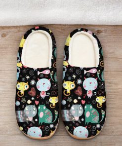 funny fat cat all over printed slippers 2