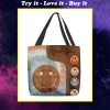 good vibes leather pattern all over print tote bag
