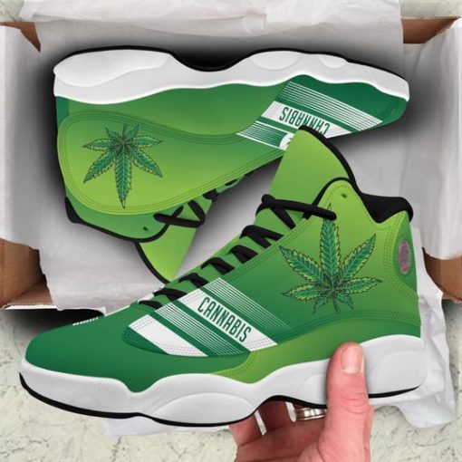 green cannabis weed leaf air jordan 13 sneakers 2