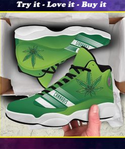 green cannabis weed leaf air jordan 13 sneakers