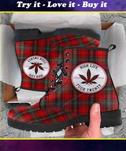 high life four twenty weed leaf all over printed winter boots
