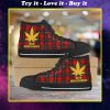 high maintenance weed leaf golden all over printed high top canvas shoes